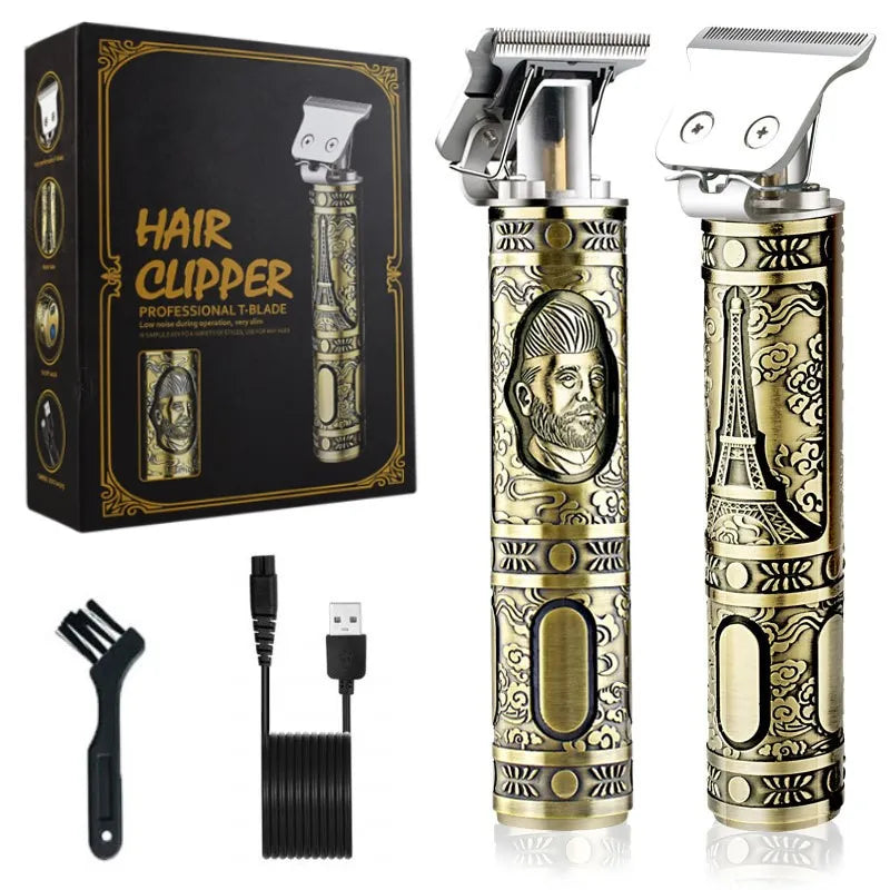 Professional Rechargeable Vintage T9 Hair Clipper for Men's Barber